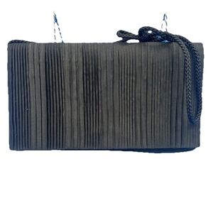 La Regale Black Ribbed‎ Satin Polyester Evening Purse